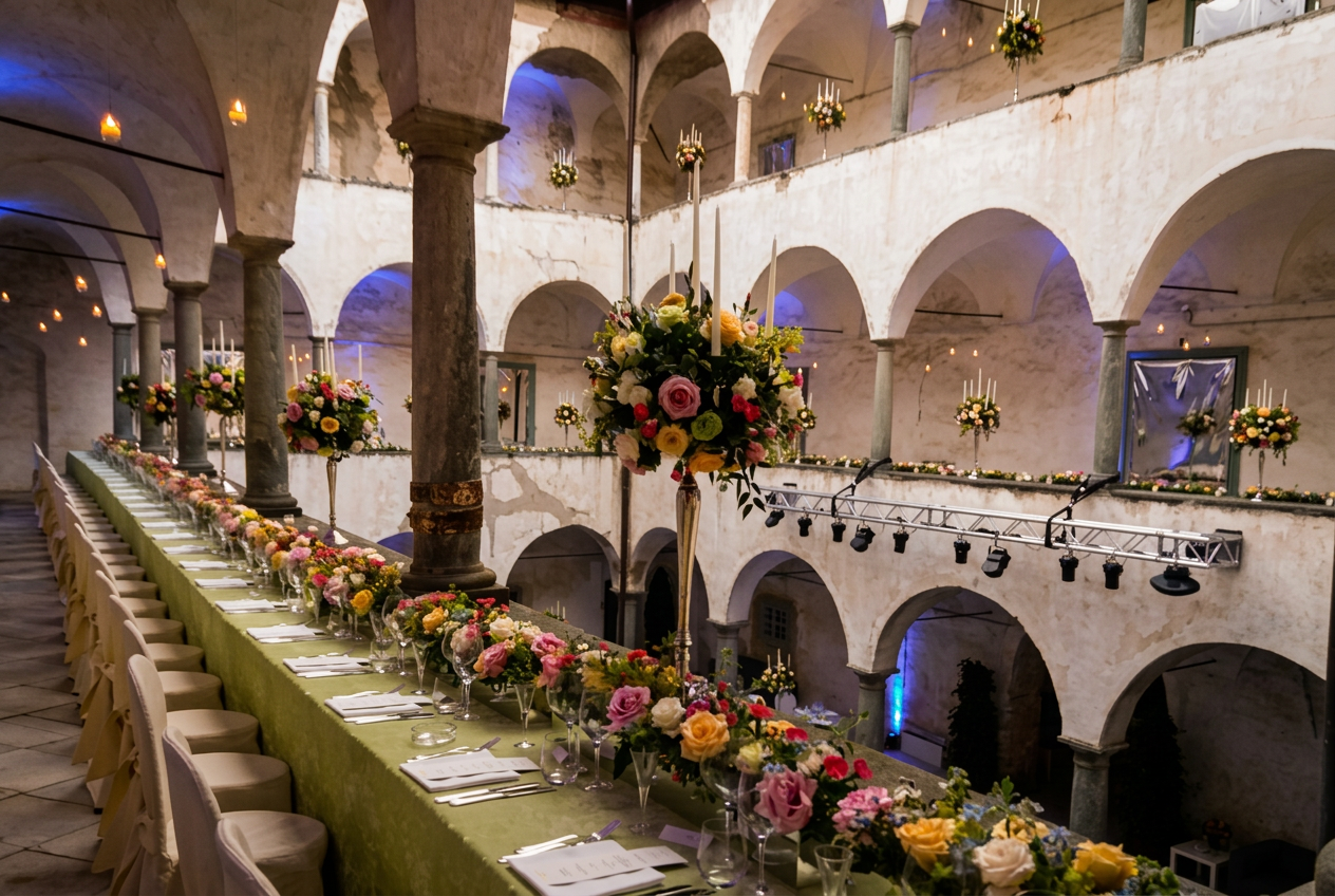 Banchetto di matrimonio nel chiostro storico